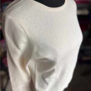 Charter Club Cashmere Cream Crew Neck Sweater, L